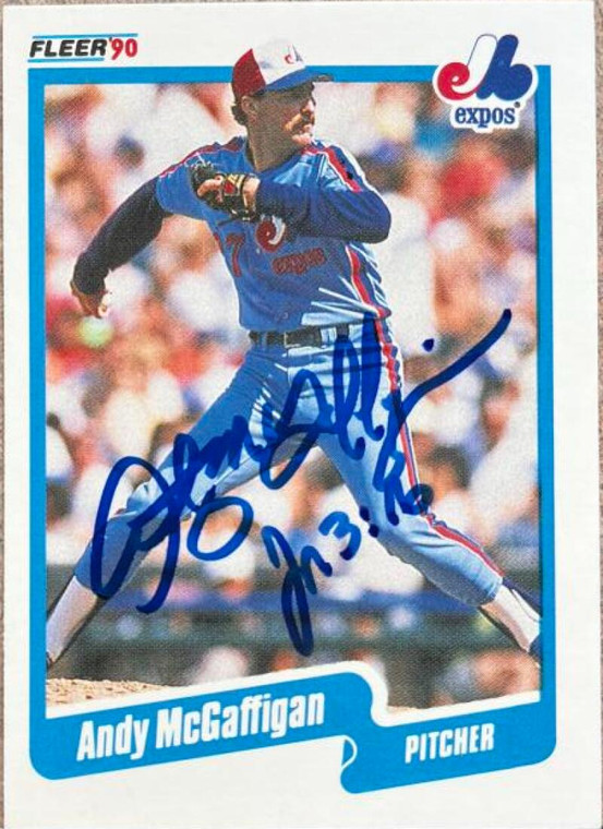 Andy McGaffigan Autographed 1990 Fleer #355 Montreal Expos Card