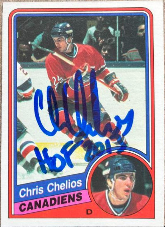 SOLD 135298 Chris Chelios Autographed 1984-85 O-Pee-Chee #259 Rookie Card HOF 2013