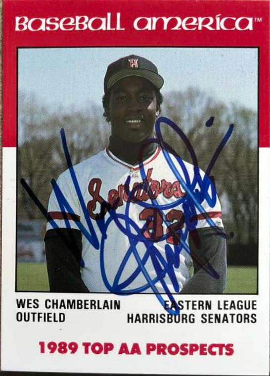 Wes Chamberlain Autographed 1989 Best Baseball America AA Prospects #AA1 