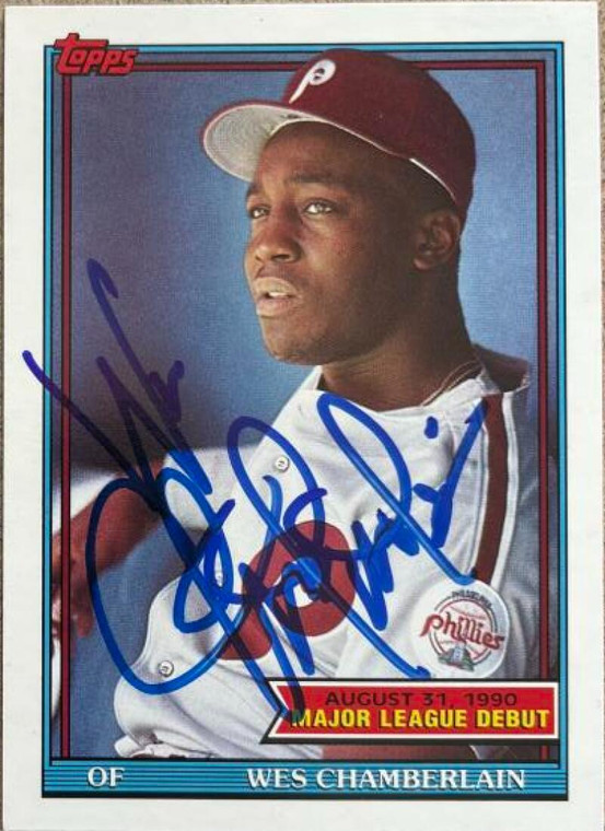 Wes Chamberlain Autographed 1991 Topps Major League Debut 1990 #29