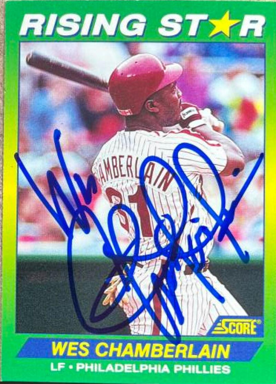 Wes Chamberlain Autographed 1992 Score 100 Rising Stars #25