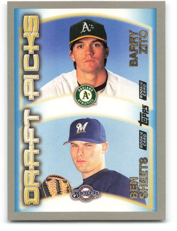 SOLD 53206 2000 Topps #451 Barry Zito/Ben Sheets VG RC Rookie Oakland Athletics/Milwaukee Brewers 