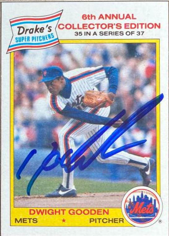 SOLD 137405 Dwight Gooden Autographed 1986 Drake's Big Hitters #35