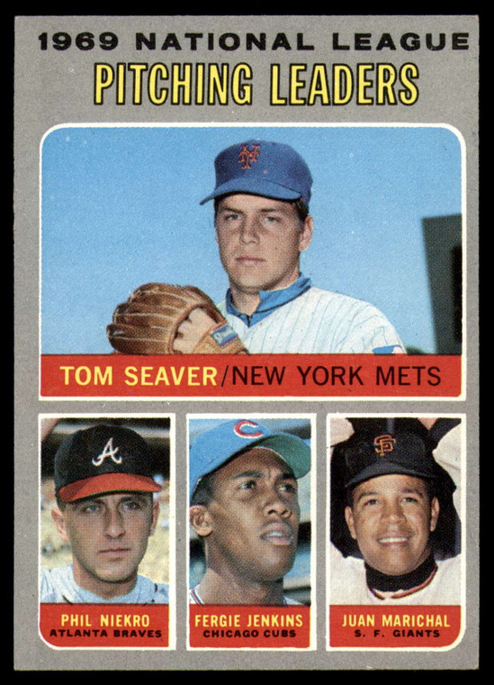 1970 Topps #69 Tom Seaver/Phil Niekro/Fergie Jenkins/Juan Marichal N.L. Pitching Leaders VG New York Mets/Atlanta Braves