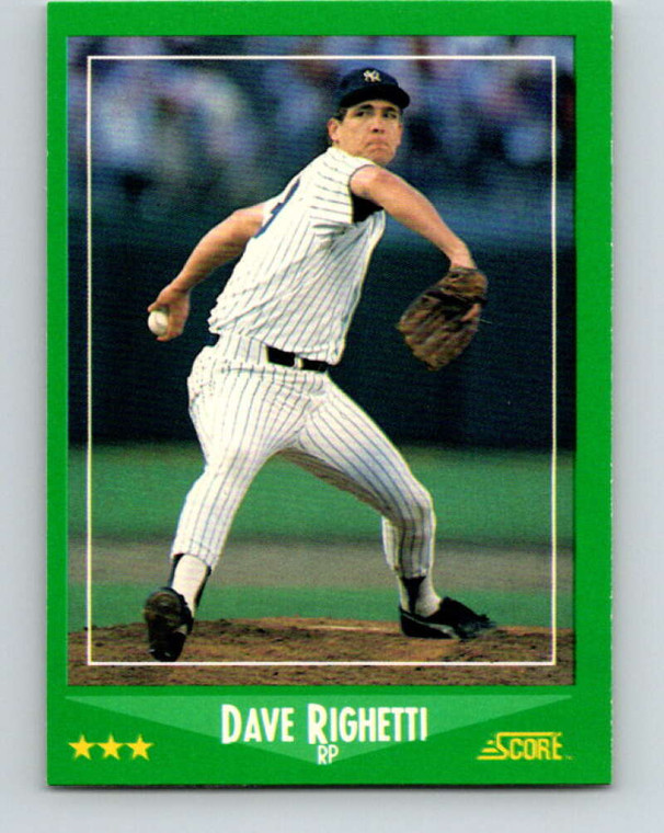 1988 Score #351 Dave Righetti VG New York Yankees 