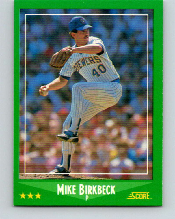 1988 Score #369 Mike Birkbeck VG Milwaukee Brewers 
