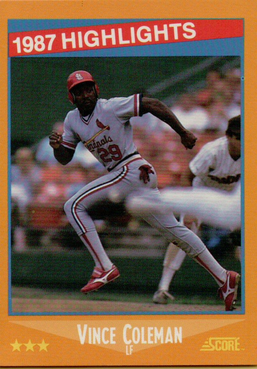 1988 Score #652 Vince Coleman HL VG St. Louis Cardinals 