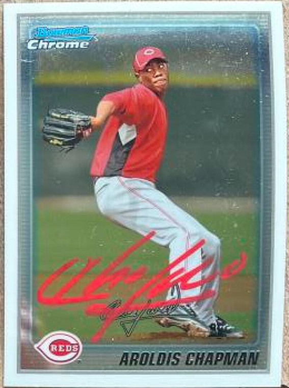 Aroldis Chapman Autographed 2010 Bowman Chrome - Prospects #BCP199 Red Paint