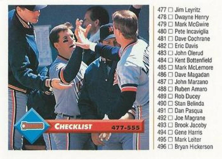 1993 Donruss #528 Checklist VG Detroit Tigers 