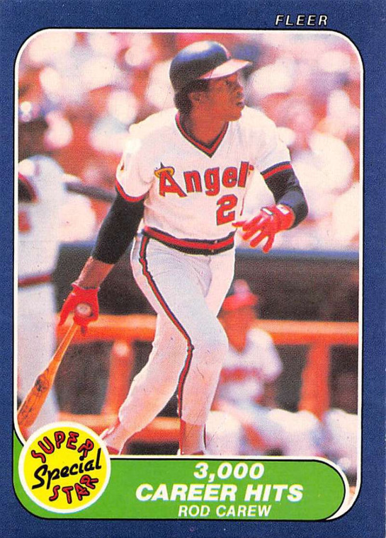 1986 Fleer #629 Rod Carew 3000 Career Hits VG California Angels 