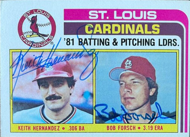 Keith Hernandez & Bob Forsch Autographed 1982 Topps #186