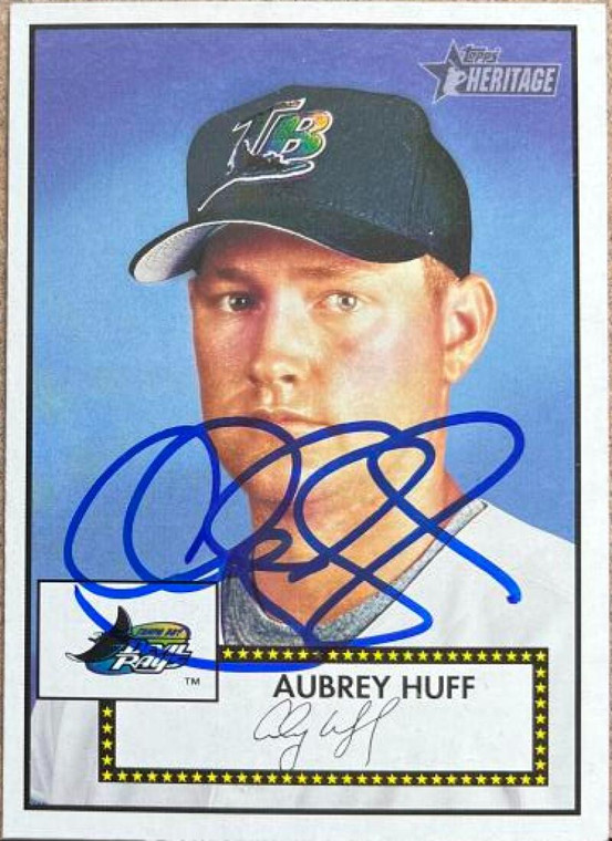 Aubrey Huff Autographed 2001 Topps Heritage #35 Red Back