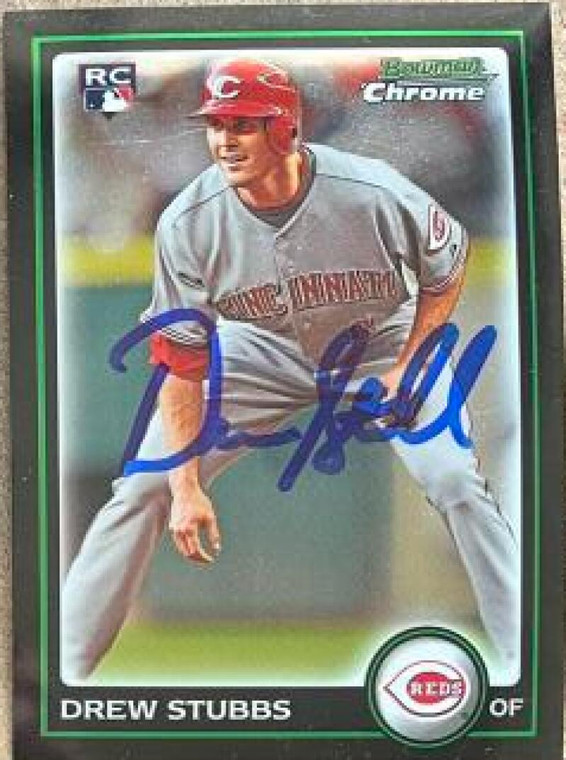 Drew Stubbs Autographed 2010 Bowman Chrome #206 Rookie Card 