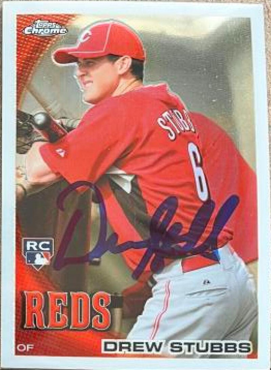 Drew Stubbs Autographed 2010 Topps Chrome #219 Rookie Card 