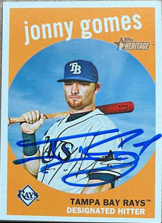 Jonny Gomes Autographed 2008 Topps Heritage #533