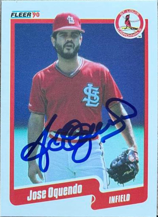 Jose Oquendo Autographed 1990 Fleer #255