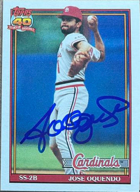 Jose Oquendo Autographed 1991 Topps #343