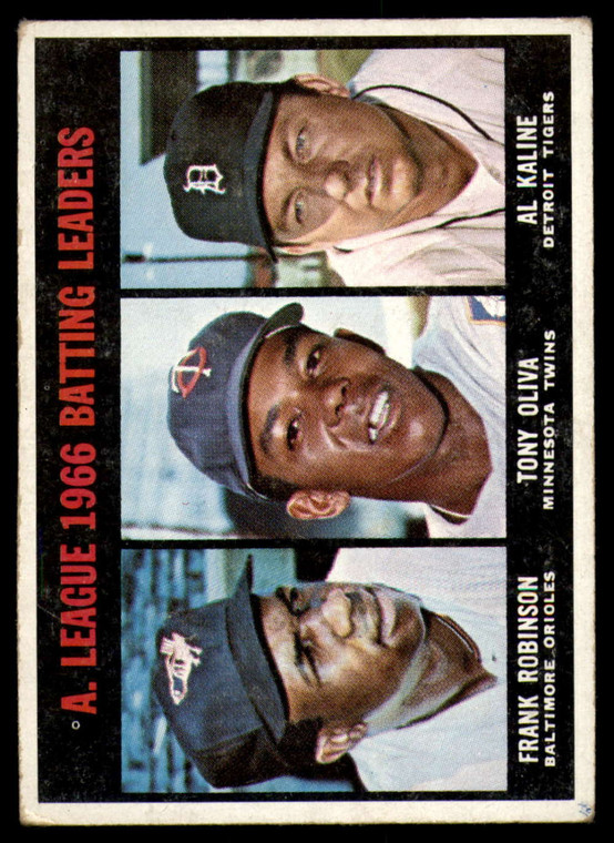 1967 Topps #239 Frank Robinson/Tony Oliva/Al Kaline AL Batting Leaders VG Baltimore Orioles/Minnesota Twins/Detroit Tige