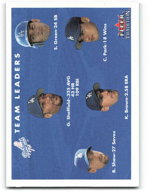 2001 Fleer Tradition #434 Gary Sheffield/Shawn Green/Chan Ho Park/Kevin Brown/Jeff Shaw UER CL NM/MT  Los Angeles Dodger