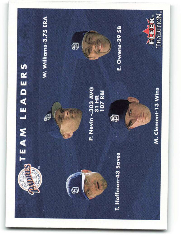 2001 Fleer Tradition #436 Phil Nevin/Eric Owens/Matt Clement/Trevor Hoffman CL NM/MT  San Diego Padres 