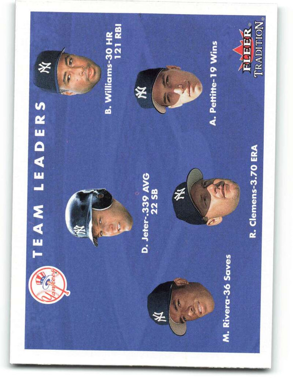2001 Fleer Tradition #437 Derek Jeter/Brian Williams/Andy Pettitte/Roger Clemens/Mariano Rivera CL NM/MT  New York Yanke