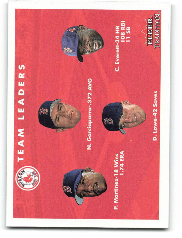 2001 Fleer Tradition #438 Nomar Garciaparra/Carl Everett/Derek Lowe/Pedro Martinez CL NM/MT  Boston Red Sox 