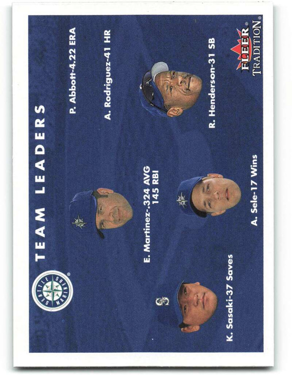 2001 Fleer Tradition #447 Edgar Martinez/Rickey Henderson/Aaron Sele/Kazuhiro Sasaki CL NM/MT  Seattle Mariners 