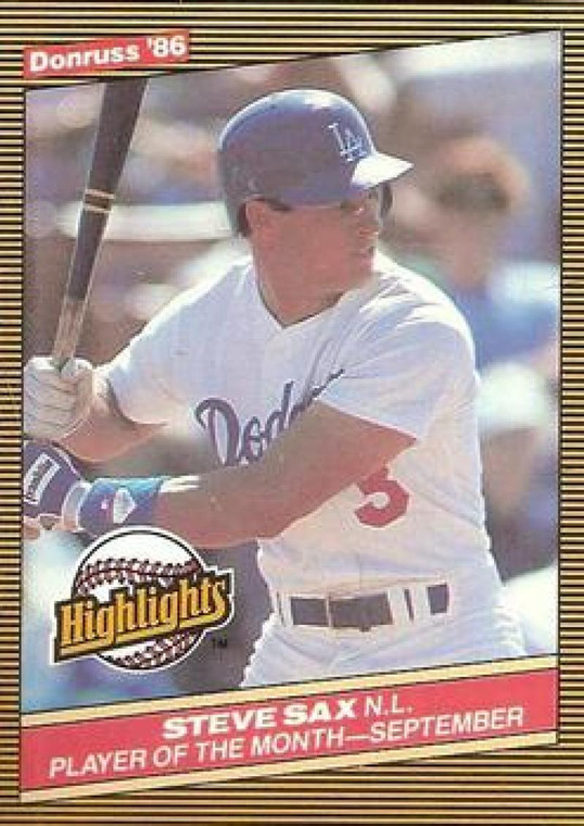 1986 Donruss Highlights #50 Steve Sax NM-MT Los Angeles Dodgers 