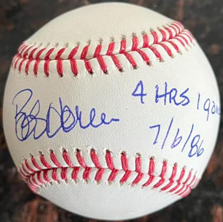 Bob Horner Autographed ROMLB Baseball 4 HR's 1 Game 7/6/86