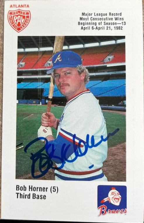 Bob Horner Autographed 1982 Atlanta PAL Coca-Cola Atlanta Braves #NNO 