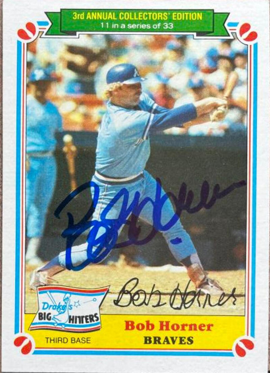 Bob Horner Autographed 1983 Topps Drake's Big Hitters #11