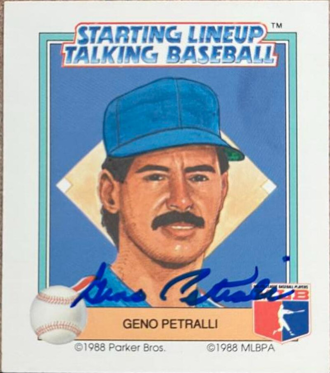 Geno Petralli Autographed 1988 Parker Bros. Starting Lineup Talking Baseball Texas Rangers #12 