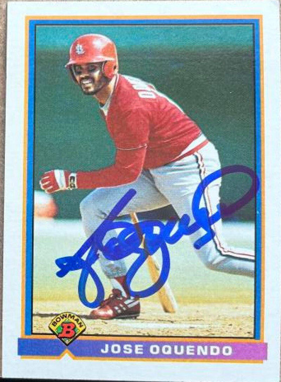 Jose Oquendo Autographed 1991 Bowman #395