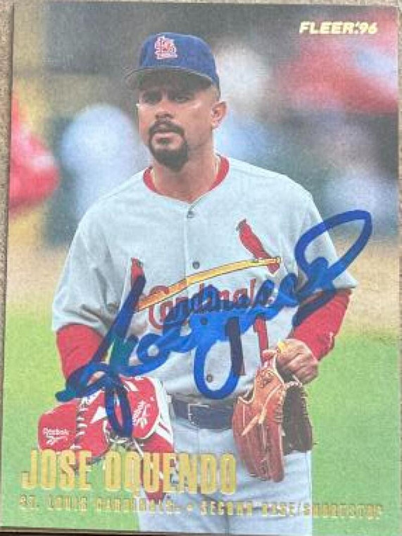 Jose Oquendo Autographed 1996 Fleer #551