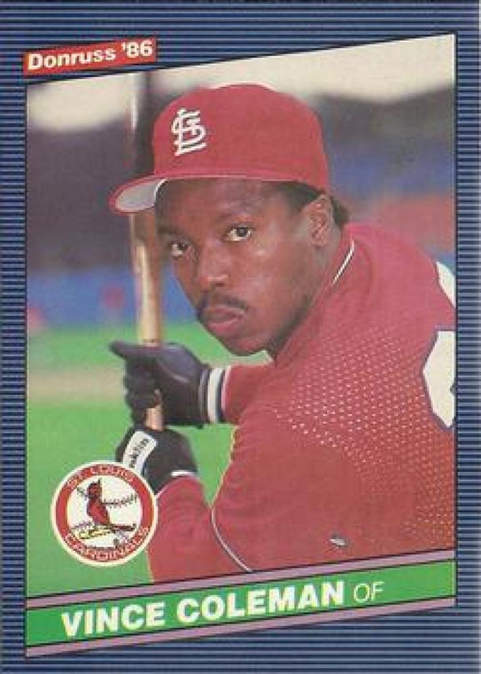 1986 Donruss #181 Vince Coleman UER NM-MT RC Rookie St. Louis Cardinals 