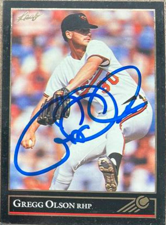 Gregg Olson Autographed 1992 Leaf Black Gold #277