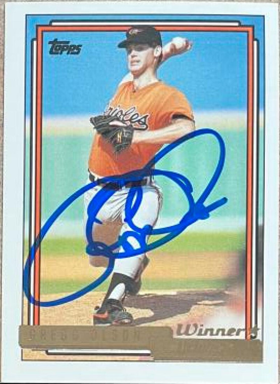 Gregg Olson Autographed 1992 Topps Gold Winner #350