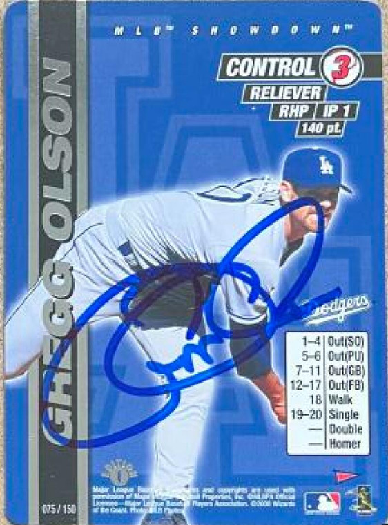 Gregg Olson Autographed 2000 MLB Showdown Pennant Run 1st Edition #75