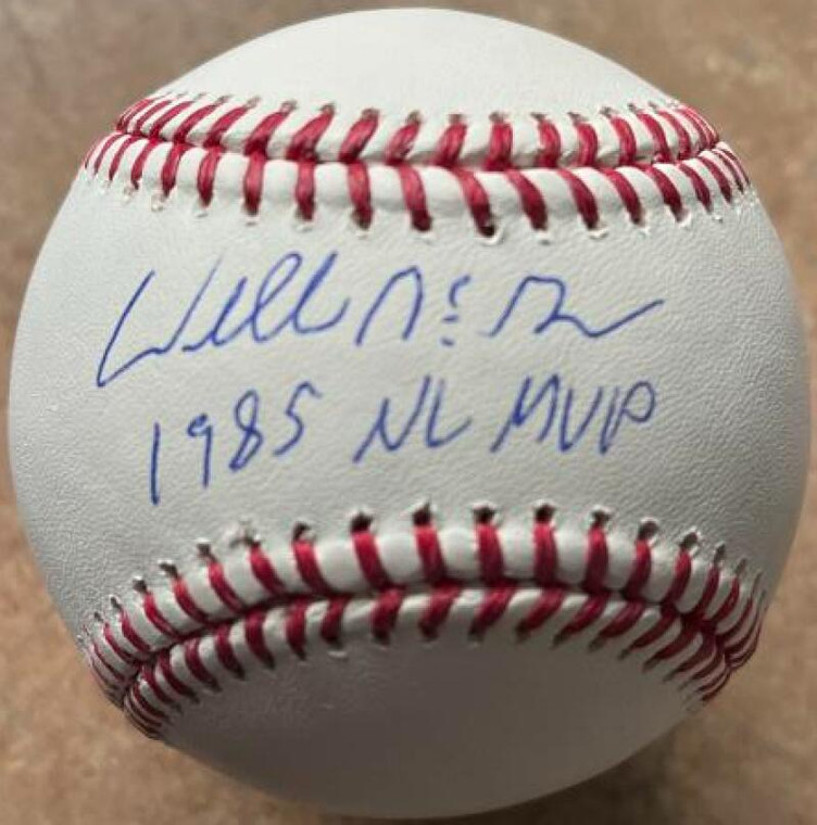 Willie McGee 1985 NL MVP Autographed ROMLB Baseball 