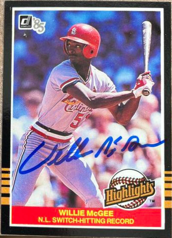 Willie McGee Autographed 1985 Donruss Highlights #52