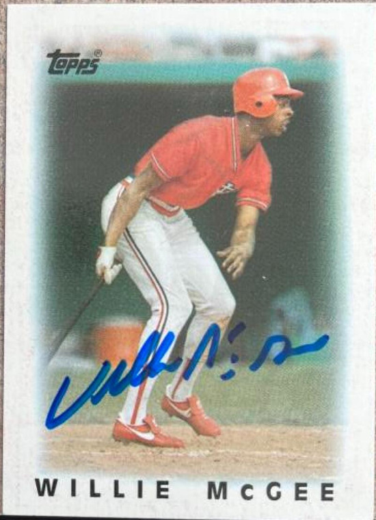 Willie McGee Autographed 1986 Topps Major League Leaders Minis #63