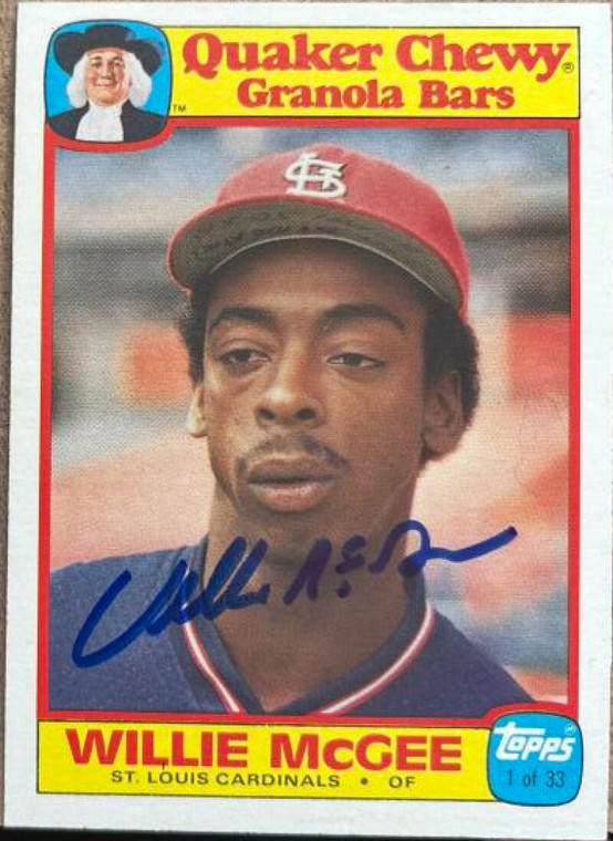 Willie McGee Autographed 1986 Topps Quaker Granola #1