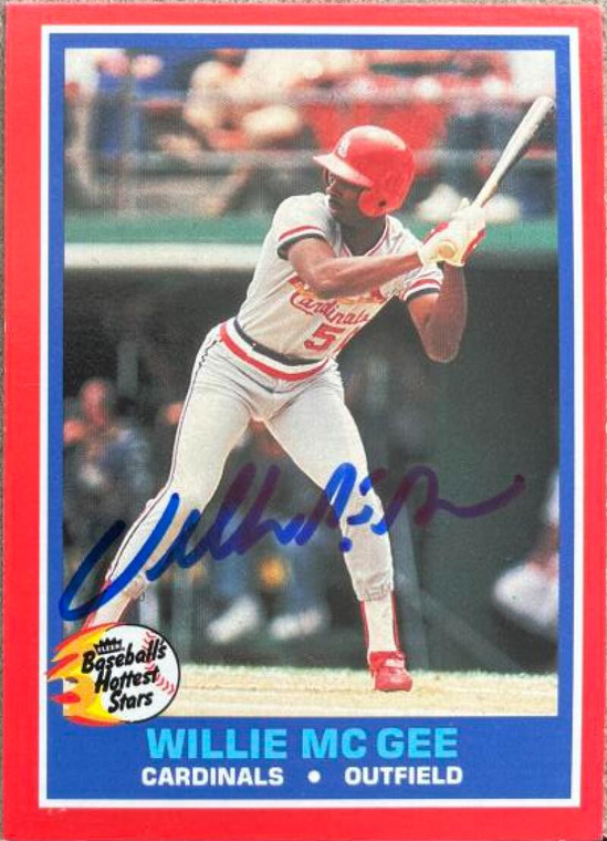 Willie McGee Autographed 1987 Fleer Baseball's Hottest Stars #30