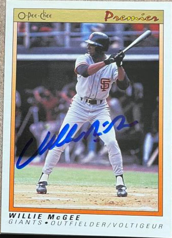 Willie McGee Autographed 1991 O-Pee-Chee Premier #78