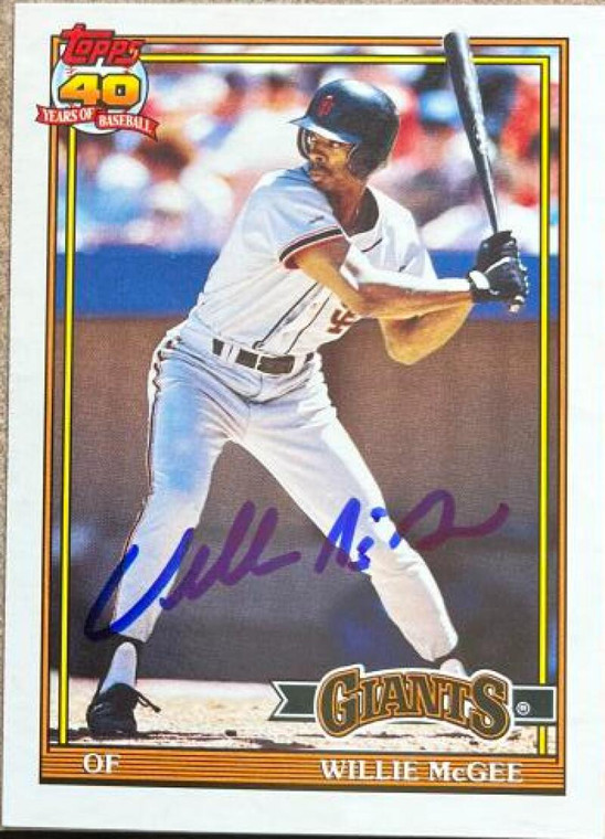 Willie McGee Autographed 1991 Topps Traded #76T
