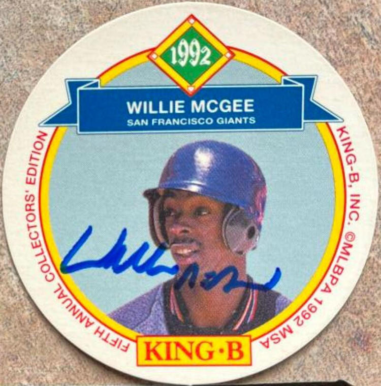 Willie McGee Autographed 1992 King B Discs #15