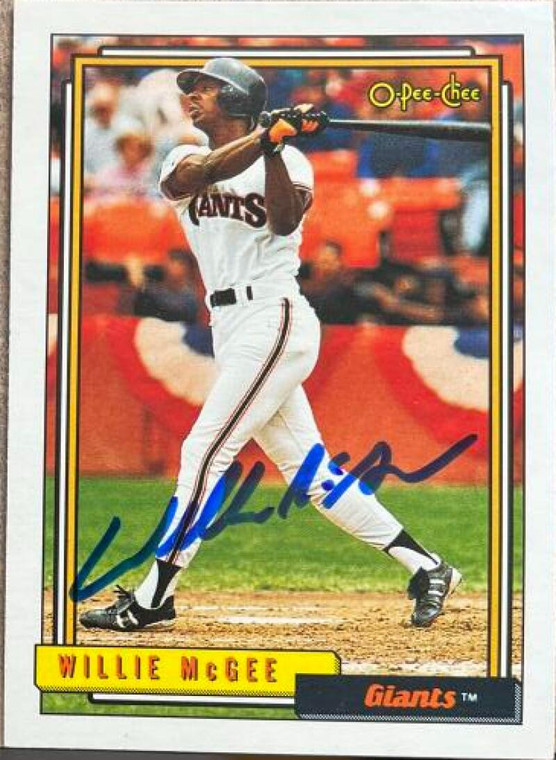 Willie McGee Autographed 1992 O-Pee-Chee #65