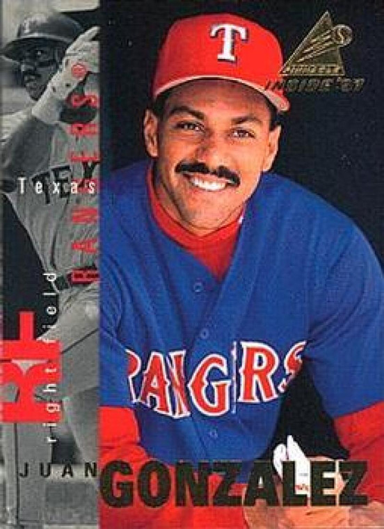 1997 Pinnacle Inside #4 Juan Gonzalez NM-MT Texas Rangers 