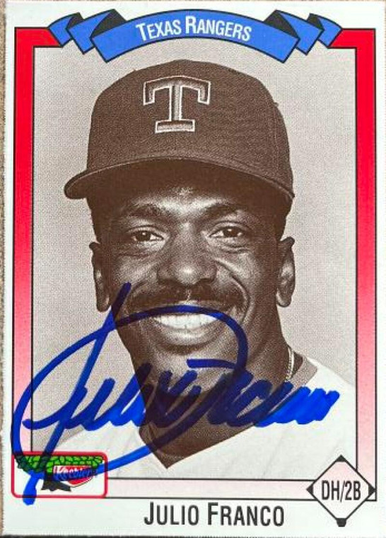 Julio Franco Autographed 1993 Keebler Texas Rangers #405