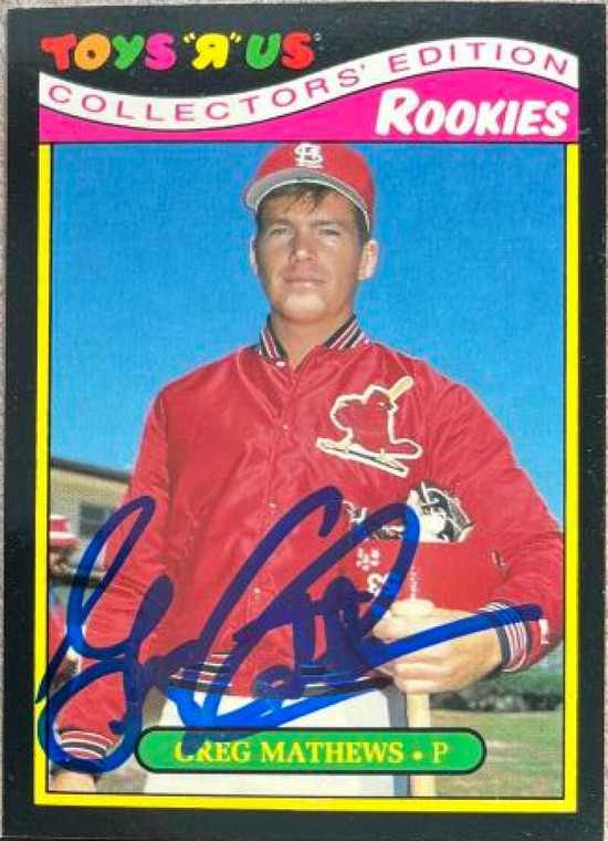 Greg Mathews Autographed 1987 Topps Toys R Us Rookies #20